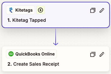 Kitetag Tapped Creates a Sales Receipt