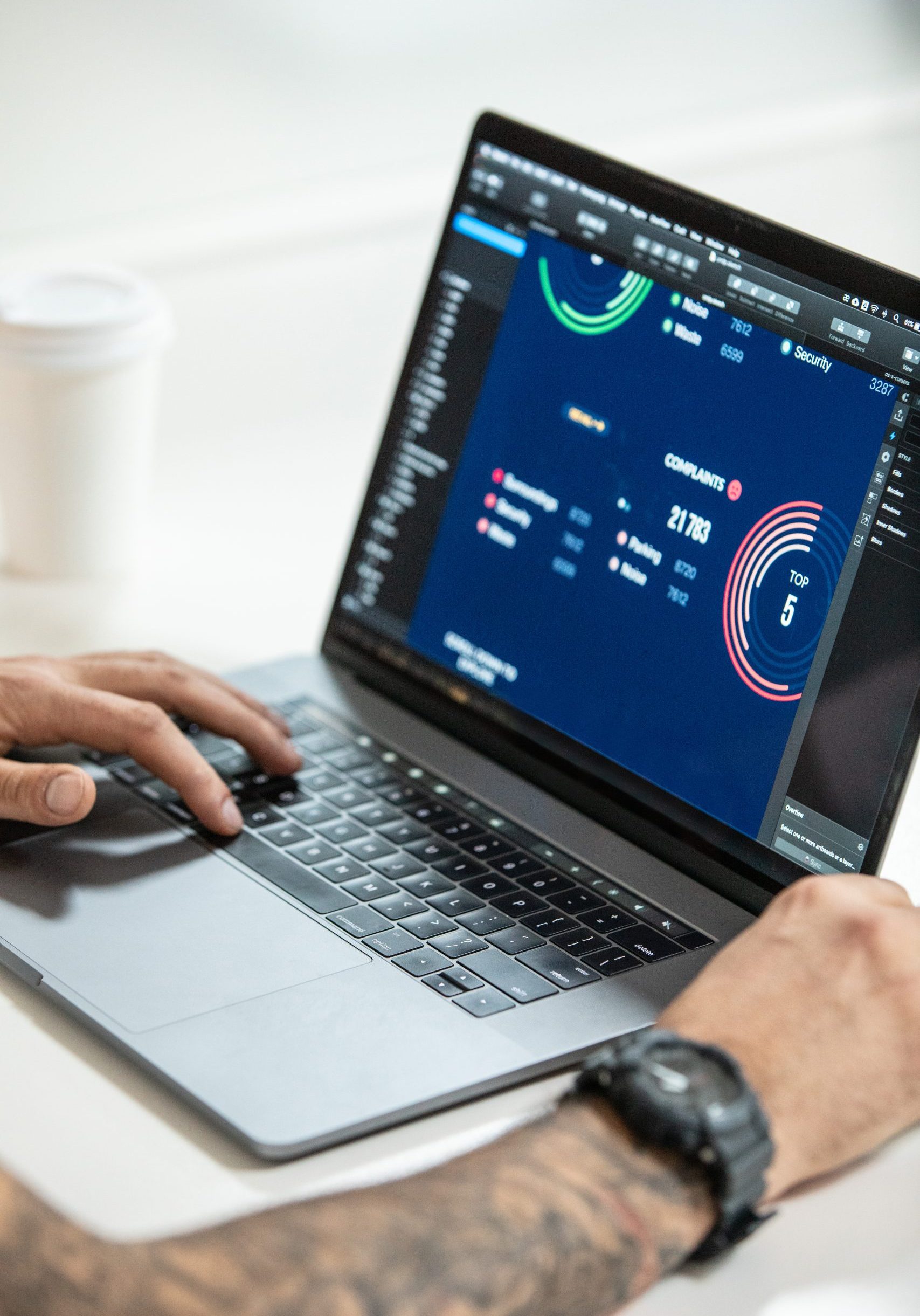 Working on a laptop hands - business photography